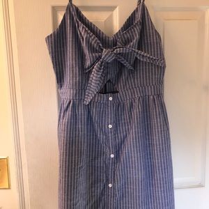 Blue and white striped dress